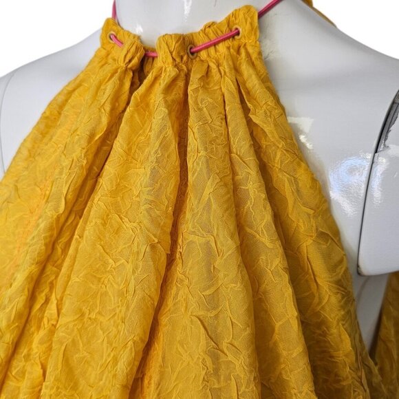 Anthropologie Halter Parachute Bubble-Hem Crinkle Toggle Tank Yellow Size S, NWT - Picture 9 of 9